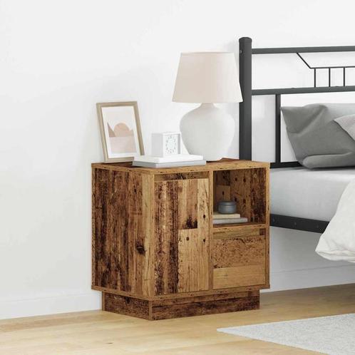 vidaXL Nachtkasten met LED - 2 stuks - Oud Hout - 50x34,5x50, Huis en Inrichting, Slaapkamer | Nachtkastjes, Nieuw, Verzenden