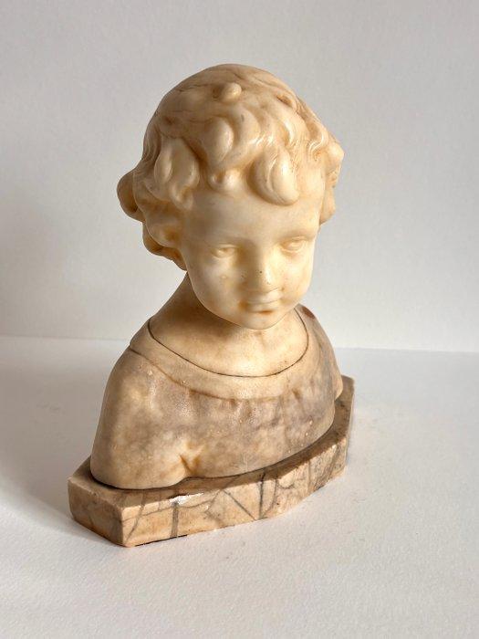 Beeld, Antieke Italiaanse Albast Kinderbuste - 17 cm -, Antiquités & Art, Antiquités | Céramique & Poterie