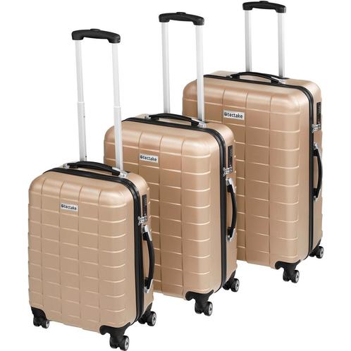 tectake Trolleyset Jakub 3-delig harde schaal - champagne, Handtassen en Accessoires, Uiterlijk | Cosmetica en Make-up, Verzenden