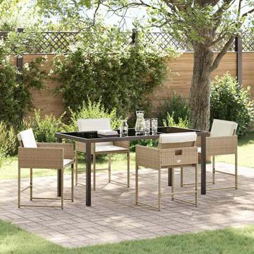 vidaXL Tuin Eettafel Set 5 pcs Beige poly rattan, Verzenden