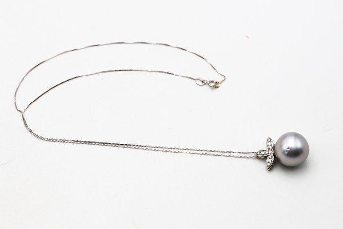 Ketting met hanger - 18 karaat Witgoud Diamant (Natuurlijk), Handtassen en Accessoires, Antieke sieraden