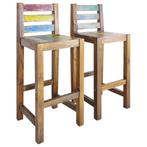 Tabourets de bar lot de 2 bois massif de récupération, Maison & Meubles, Verzenden