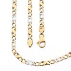 Bicolor gouden figaro schakel ketting | 46 cm (witgoud), Handtassen en Accessoires, Kettingen, Ophalen of Verzenden, Gebruikt