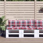 vidaXL Palletkussens 2 st ruitpatroon stof rood, Huis en Inrichting, Woonaccessoires | Kussens, Verzenden, Nieuw