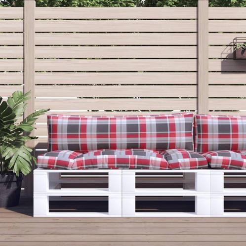 vidaXL Palletkussens 2 st ruitpatroon stof rood, Huis en Inrichting, Woonaccessoires | Kussens, Nieuw, Verzenden