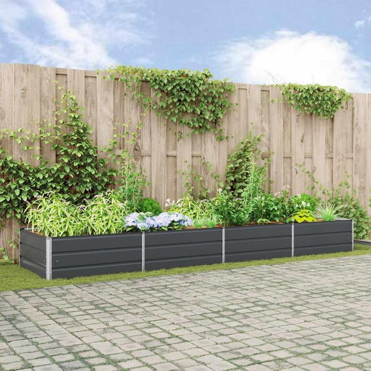 vidaXL Plantenbak Antraciet 195 x 100 x 45 cm Gegevens staal, Tuin en Terras, Bloempotten, Nieuw, Verzenden