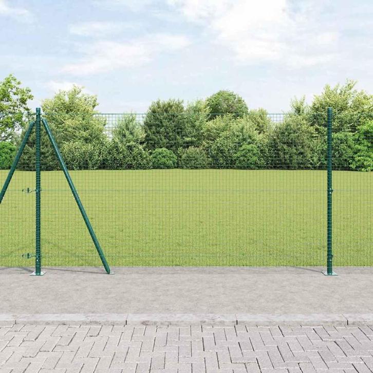 vidaXL Hek met Palen Groen 1.2 x 50 m Staal, Tuin en Terras, Tuinhekken en Hekwerk, Nieuw, Verzenden