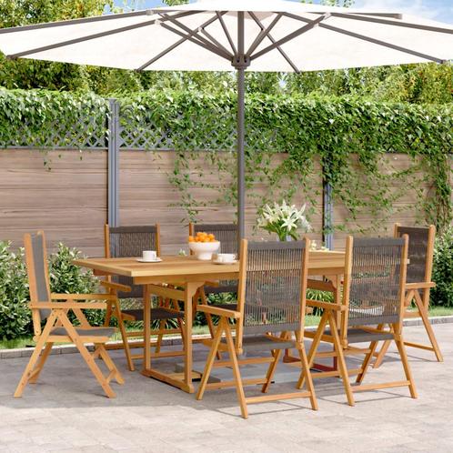 vidaXL 7-delige Tuinset polypropeen en massief hout grijs, Tuin en Terras, Tuinsets en Loungesets, Tuinset, Nieuw, Verzenden