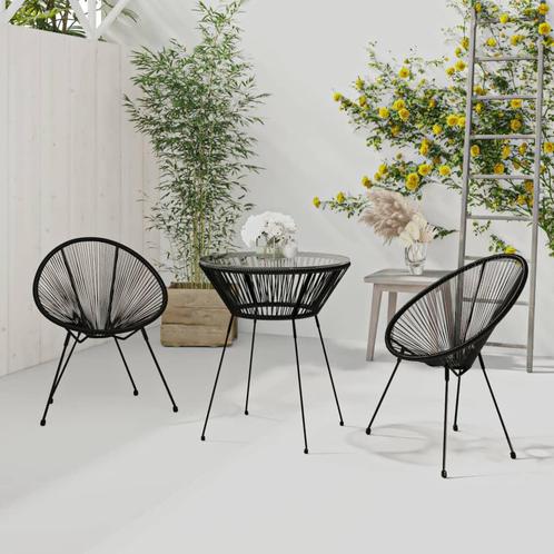 vidaXL 3-delige Tuinset PVC-rattan zwart, Tuin en Terras, Tuinsets en Loungesets, Tuinset, Nieuw, Verzenden