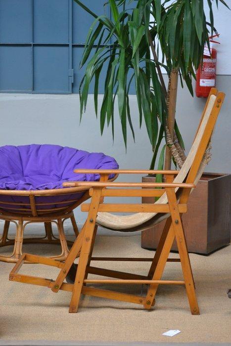 Lounge stoel - Hout, Canvas, Metaal, Antiek en Kunst, Curiosa en Brocante