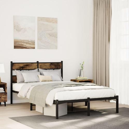 vidaXL Bedframe zonder matras metaal gerookt eikenkleurig, Huis en Inrichting, Slaapkamer | Bedden, Nieuw, Verzenden