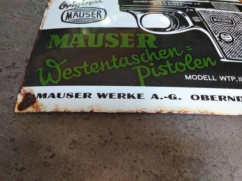 Mauser Werke A.G. - Mauser Enamel sign - Plaque émaillée -, Antiek en Kunst, Antiek | Wandborden en Tegels