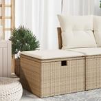 vidaXL Tuinkruk met kussen 55x55x37 cm poly rattan beige, Verzenden, Nieuw