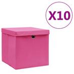 vidaXL Opbergboxen met deksel 10 st 28x28x28 cm roze, Verzenden, Nieuw