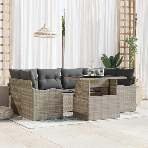 vidaXL Tuinbank Set 7 pcs Lichtgrijs 100 x 55 x 73 cm Poly, Tuin en Terras, Tuinsets en Loungesets, Nieuw, Verzenden