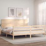 vidaXL Bedframe met hoofdbord massief hout, Huis en Inrichting, Slaapkamer | Bedden, Verzenden, Nieuw