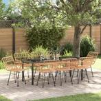 vidaXL 9-delige tuintafelset Bruin Poly Rattan, Tuin en Terras, Tuinstoelen, Verzenden, Nieuw