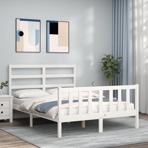 vidaXL Bedframe zonder matras massief grenenhout wit 140x200, Huis en Inrichting, Slaapkamer | Bedden, Nieuw, Verzenden