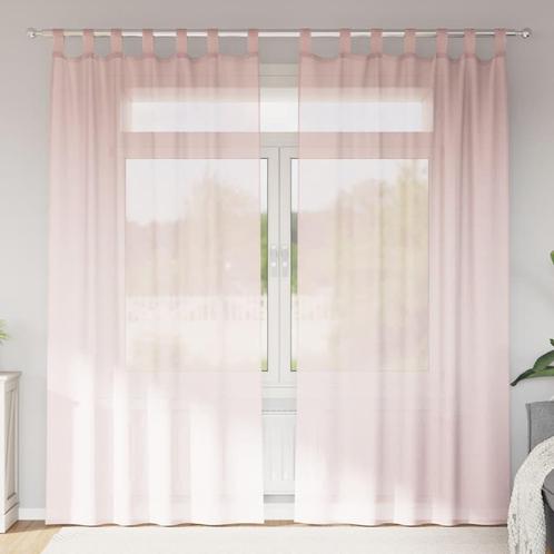 vidaXL Gordijnen voile met lussen 2 st 140x225 cm lichtroze, Huis en Inrichting, Stoffering | Gordijnen en Lamellen, Nieuw, Verzenden