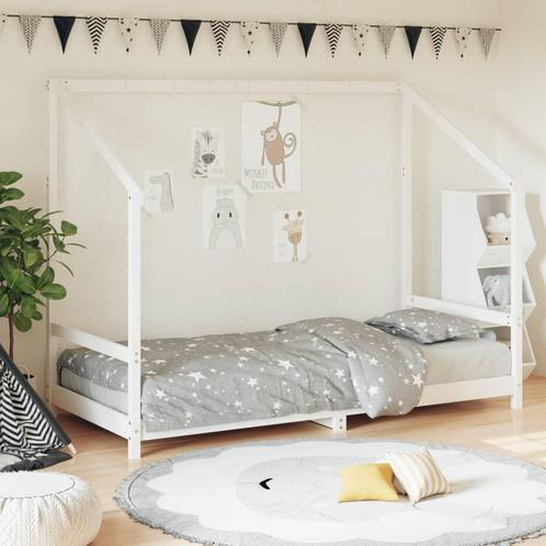vidaXL Kinderbedframe 90x200 cm massief grenenhout wit, Kinderen en Baby's, Kinderkamer | Bedden, Nieuw, Verzenden