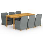 vidaXL 9-delige Tuinset lichtgrijs, Tuin en Terras, Verzenden, Nieuw, Tuinset