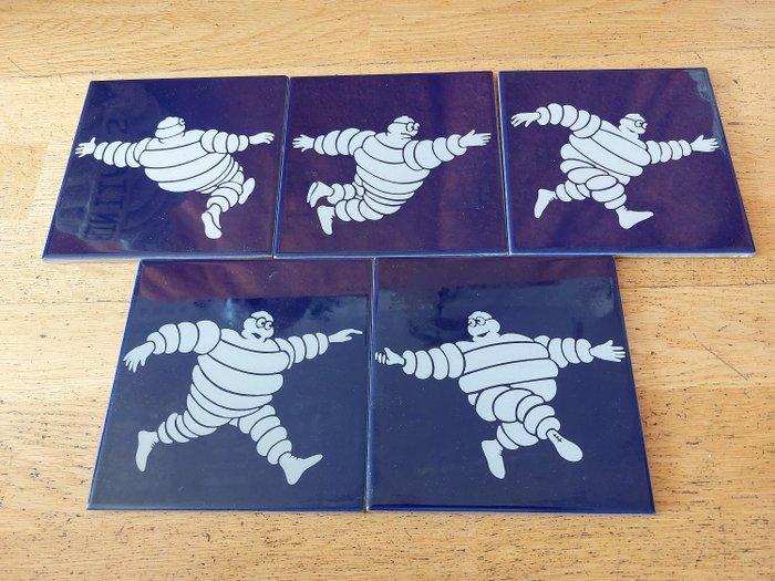 Tegel - Bibendum - Michelin - 1960-1970 - Vijf tegels, Antiek en Kunst, Curiosa en Brocante