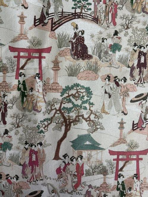 Tissu Panama exclusif 100 % coton avec motif geisha, Antiek en Kunst, Antiek | Tapijten, Tafelkleden en Textiel