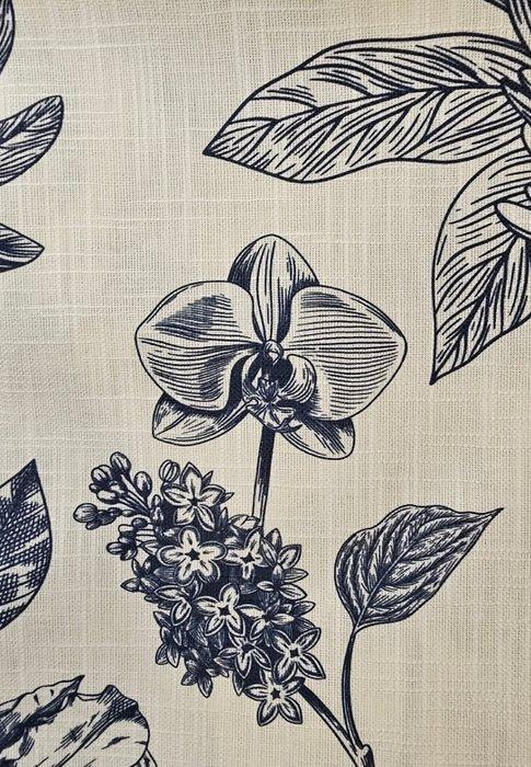 Stof Chinoiserie in blu op geruit katoen met linnenachtige, Antiquités & Art, Tapis & Textile