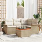 vidaXL Tuinbank Set 5 pcs Beige Poly rattan, Tuin en Terras, Verzenden, Nieuw