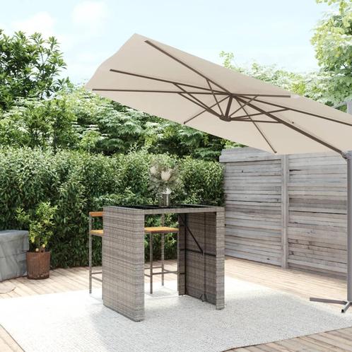 vidaXL Bartafel met glazen blad 105x80x110 cm poly rattan, Tuin en Terras, Tuintafels, Nieuw, Verzenden