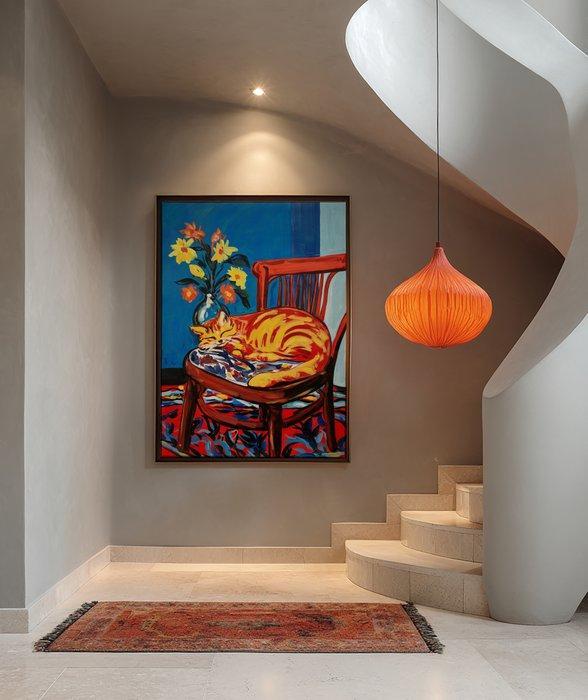 E. García - GATO Y SILLA XL (NO RESERVE), Antiek en Kunst, Kunst | Schilderijen | Modern