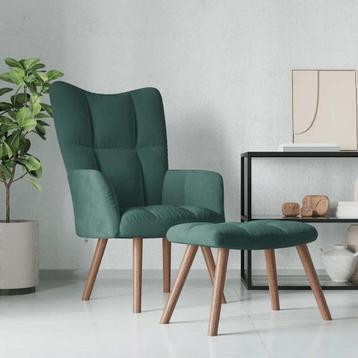 vidaXL Relaxstoel met voetenbank fluweel donkergroen, Huis en Inrichting, Fauteuils, Verzenden, Nieuw