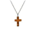 Fako Bijoux® - Ketting - Kruisje Mini - Tijgeroog -, Handtassen en Accessoires, Kettingen, Verzenden, Nieuw