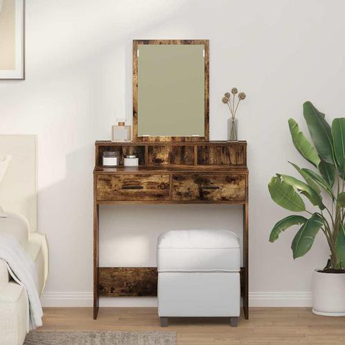vidaXL Kaptafel met lade Gerookt eiken 79 x 41 x 140 cm, Huis en Inrichting, Tafels | Kaptafels, Nieuw, Verzenden
