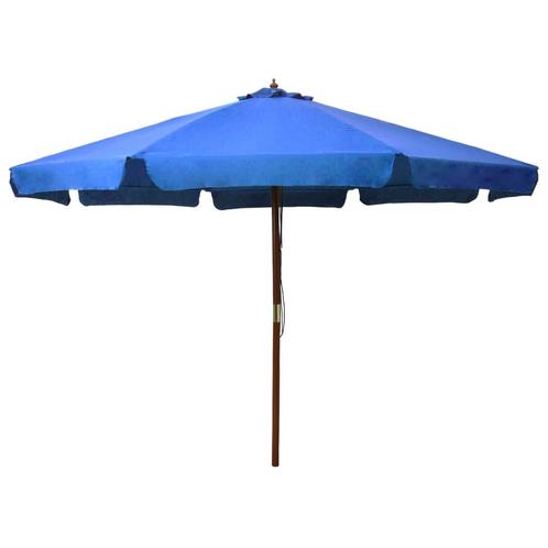 vidaXL Parasol dextérieur avec mât en bois 330 cm Bleu, Jardin & Terrasse, Parasols, Neuf, Envoi