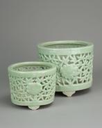Censers / Brush pots - Porselein - Reticulated Bamboo and