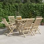 vidaXL 7-delige Tuinset massief teakhout grijs, Tuin en Terras, Tuinsets en Loungesets, Verzenden, Nieuw, Tuinset