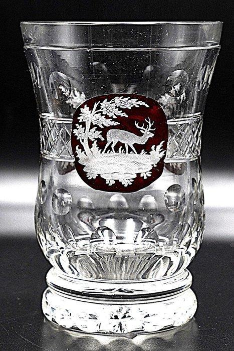 Moser & Söhne Art Deco Faceted Crystal Glass Vase-Engraved, Antiquités & Art, Curiosités & Brocante