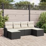 vidaXL 6-delige ligzetel set met kussens in zwart poly, Tuin en Terras, Verzenden, Nieuw
