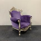 Barok fauteuil paars met zilver - Gratis Bezorging, Maison & Meubles, Fauteuils