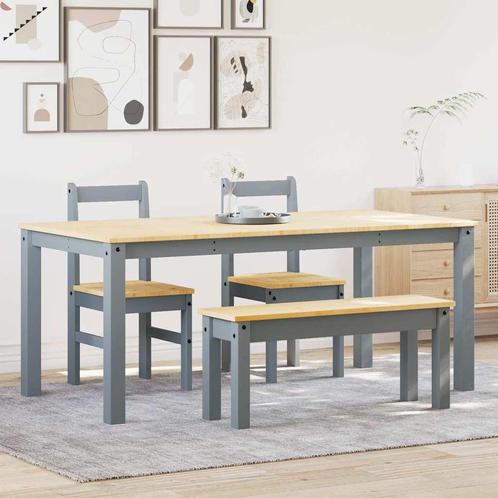 vidaXL 4-delige Eetset Panama massief grenenhout grijs, Huis en Inrichting, Complete eetkamers, Nieuw, Verzenden