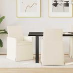 vidaXL Eetstoelen met wielen 2 pcs Beige 57 x 67 x 95 cm, Huis en Inrichting, Stoelen, Verzenden, Nieuw