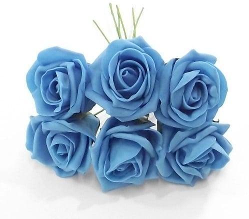 Foamroos Princess Kleurvast Turquoise 6 cm Bundel 6 stuks, Maison & Meubles, Accessoires pour la Maison | Plantes & Fleurs artificielles