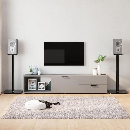 vidaXL Luidsprekerstandaards 2 st 1 pijler gehard glas zwart, Audio, Tv en Foto, Luidsprekerboxen, Nieuw, Verzenden