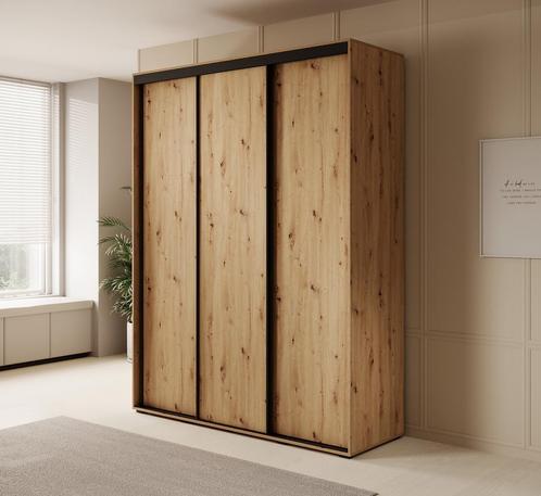 Kledingkast 180cm eiken Schuifdeuren - Garderobekast, Huis en Inrichting, Kasten | Overige, Nieuw, Verzenden