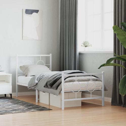 vidaXL Bedframe met hoofd- en voeteneinde metaal wit 80x200, Huis en Inrichting, Slaapkamer | Bedden, Nieuw, Verzenden
