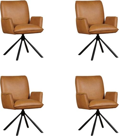 Set van 4 Leren eetkamerstoelen - draaibaar - automatisch, Maison & Meubles, Chaises, Enlèvement ou Envoi