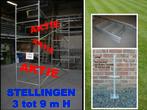 steigers 3 tot 9 m hoog x 2,85 m L x 1,25 m B - stellingen, Doe-het-zelf en Bouw, Ophalen, Nieuw, Gevelsteiger, 5 meter of hoger