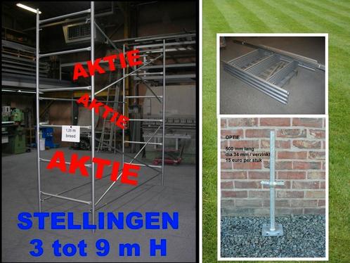 steigers 3 tot 9 m hoog x 2,85 m L x 1,25 m B - stellingen, Doe-het-zelf en Bouw, Steigers, Gevelsteiger, Nieuw, 5 meter of hoger