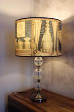 Tafellamp - met vintage stof van Fornasetti - Metaal, glas,, Antiek en Kunst